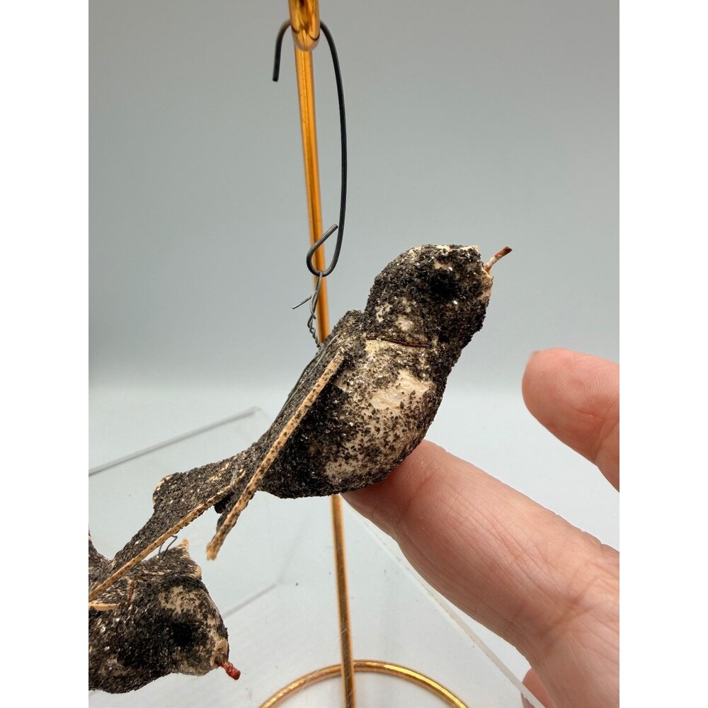 Very Vintage Mica Glitter Cardboard Bird Ornaments - Set of 2 Christmas Holiday - Picture 4 of 15